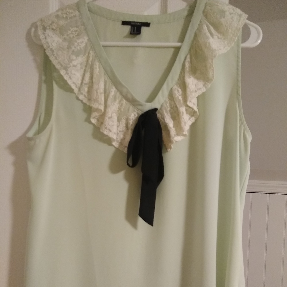 Mint ruffle top